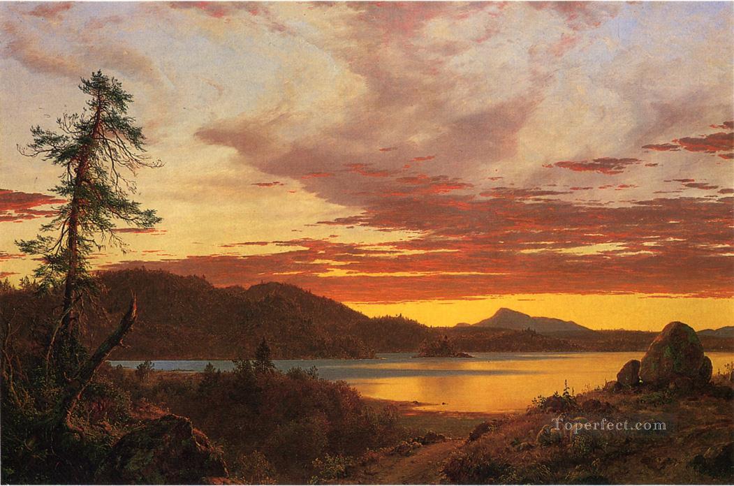 夕日の風景 ハドソン川フレデリック・エドウィン教会油絵